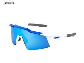 100% Gafas Speedcraft SL Matte White Metallic Blue - Hiper Blue Mirror