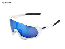 100% Gafas Speedtrap Matte White - Hiper Blue Mirror