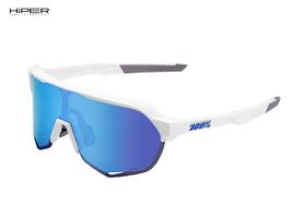 100% Gafas S2 Matte White - Hiper Blue Mirror