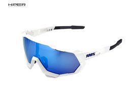 100% Gafas Speedtrap Matte White - Hiper Blue Mirror