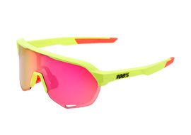 100% Gafas S2 Matte Washed Out Neon Yellow - Purple Mirror