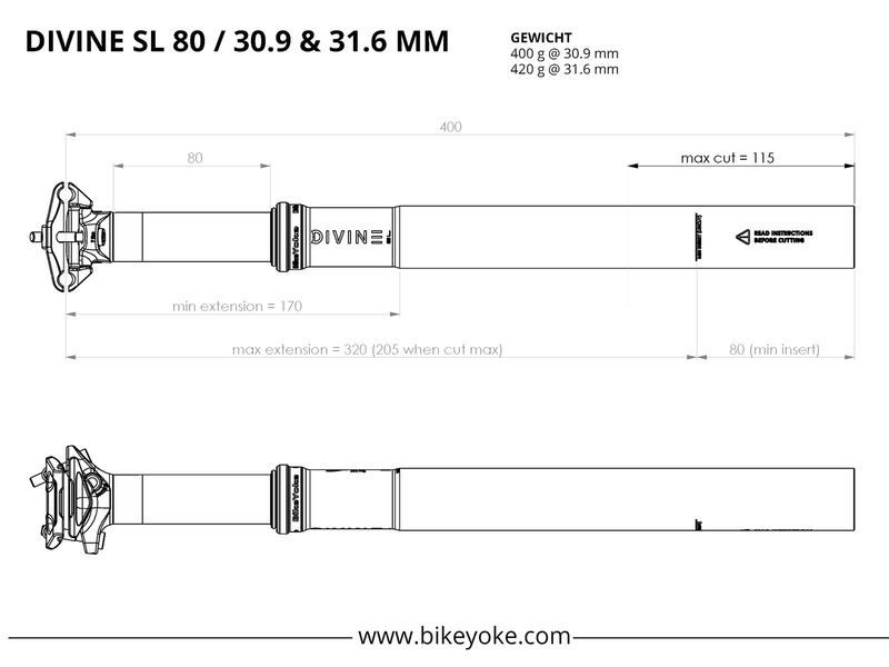Tija Telescópica BikeYoke Divine SL 80mm - BikeXtrem